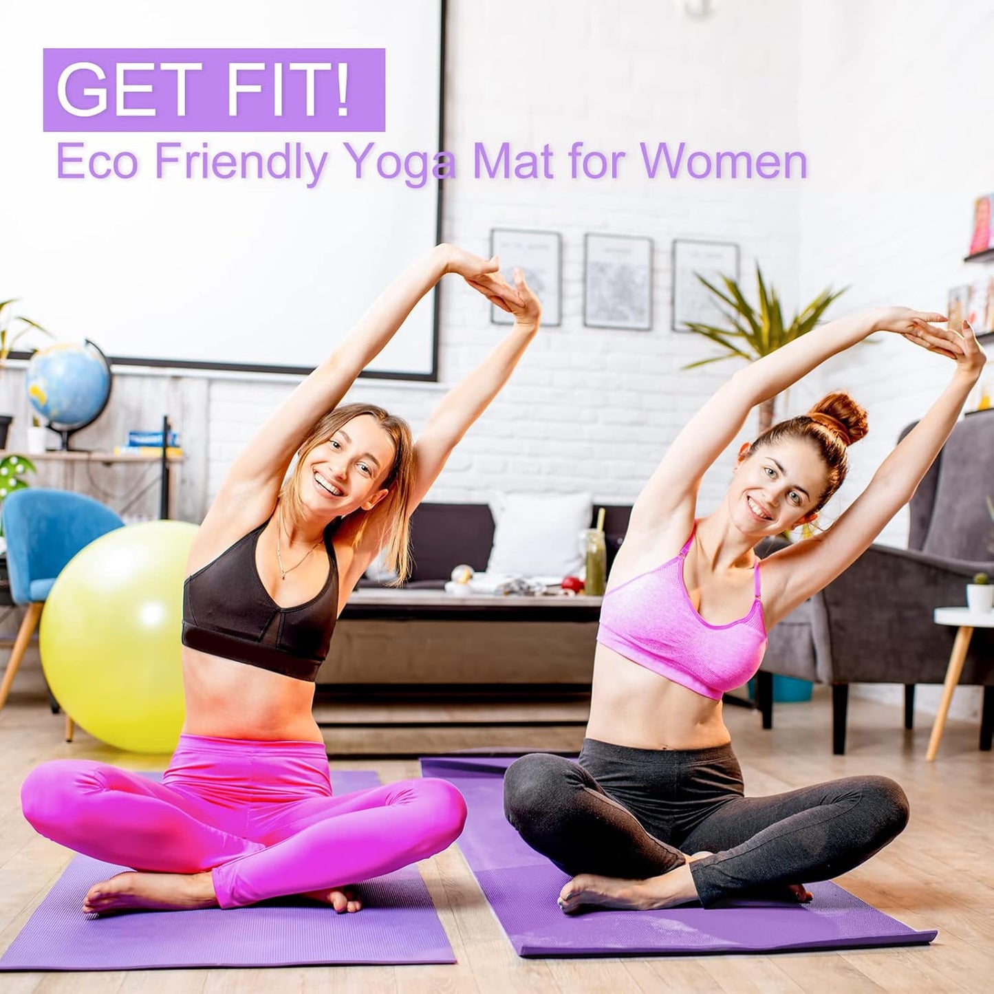 Funtery 16 Pack 3 mm Thick Yoga Mat Exercise Workout Mat Non Slip Fitness Pad for Women Gym Home Yoga Pilates