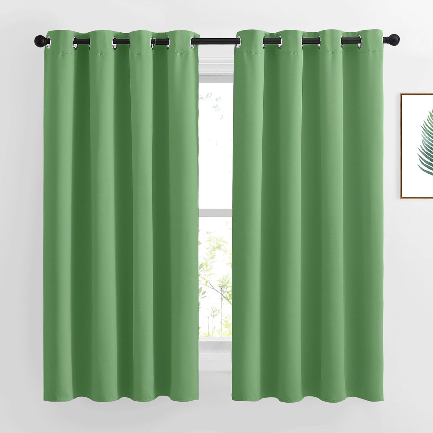 NICETOWN Forest Green Blackout Curtains Grommet - Thermal Insulated Solid Grommet Blackout Curtains/Panels/Drapes for Bedroom (2-Pack, 52 by 45-Inch)