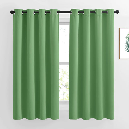NICETOWN Forest Green Blackout Curtains Grommet - Thermal Insulated Solid Grommet Blackout Curtains/Panels/Drapes for Bedroom (2-Pack, 52 by 45-Inch)