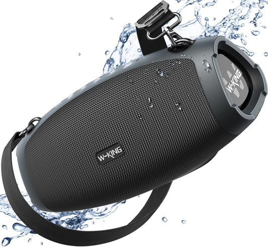 W-KING Portable Speakers Bluetooth Wireless, 120W MAX IPX6 Waterproof Loud Bluetooth Speaker Boombox, Triple Passive Radiator/Subwoofer*2-70W Deep Bass/DSP/42H/PowerBank/EQ/Party Large Outdoor Speaker