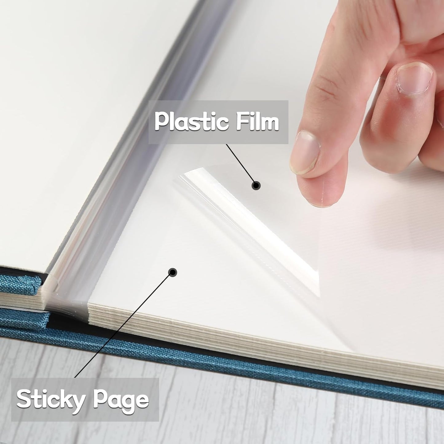 Vienrose Photo Album Self Adhesive for 2x3 4x6 5x7 8x10 Pictures DIY Scrapbook 40 Blank Pages Linen Cover Memory Book for Wedding, Baby Growth, Travel, Blue