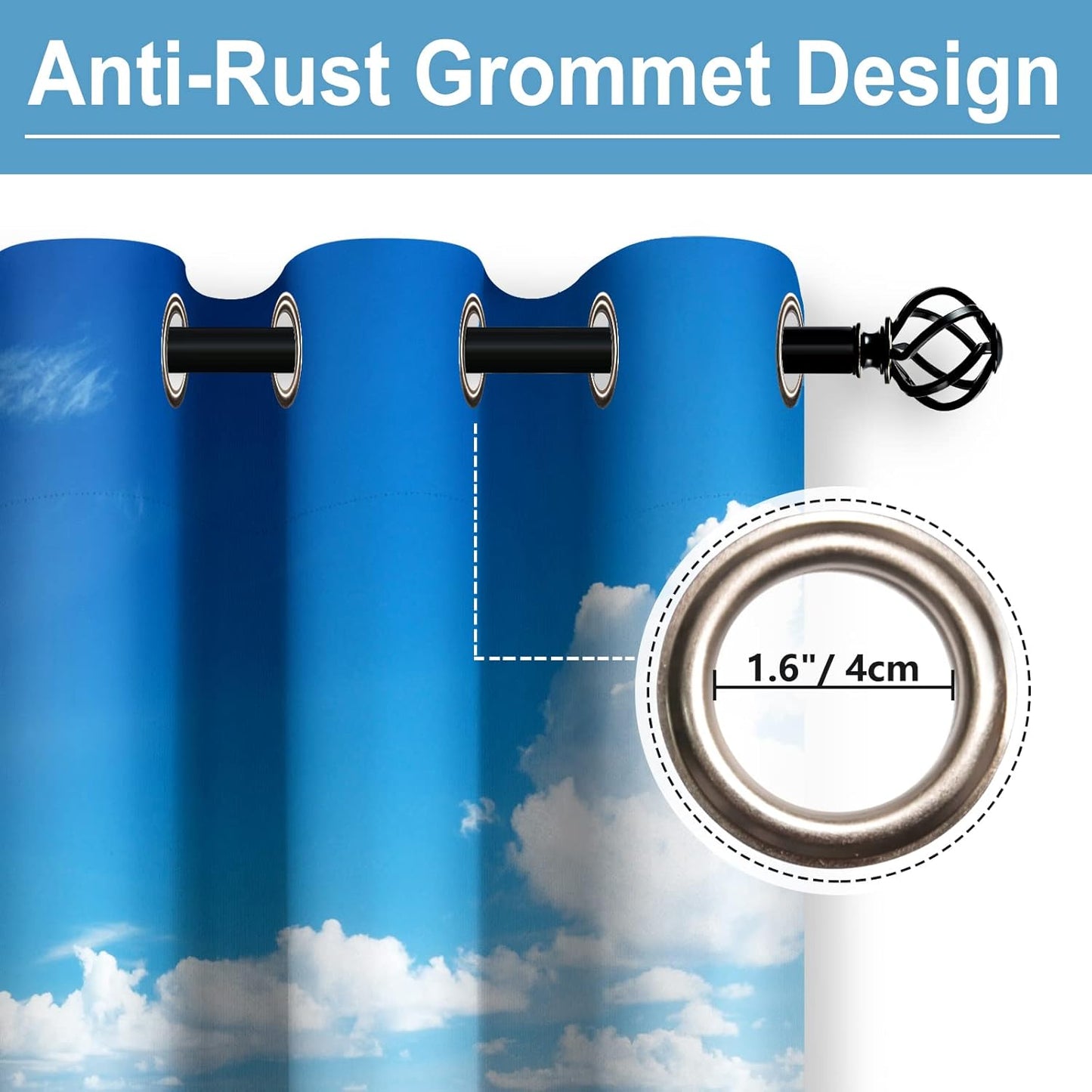 Aimego Ocean Beach Blackout Curtains Tropical Seaside Theme Blue Sea Sky Window Drapes Decor for Bedroom Living Room Grommet Top Room Darkening Curtains 2 Panel Set, 52" X 63"