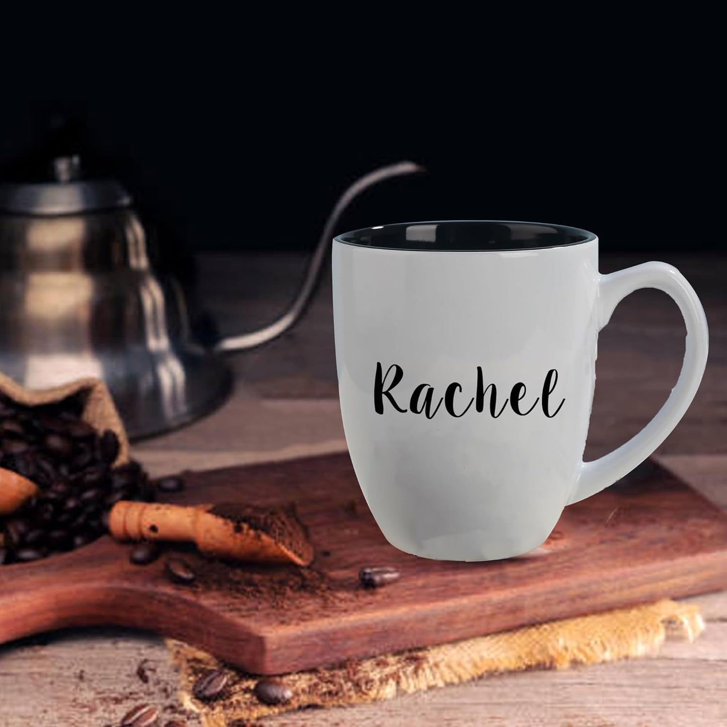 Personalized Coffee Mug Engraved with your Custom Text - Customized Coffee Mugs, Hot Chocolate Mug, Tea Cup, Birthday Gifts, Retirement Gift (Engraved Custom Text, Glossy White)