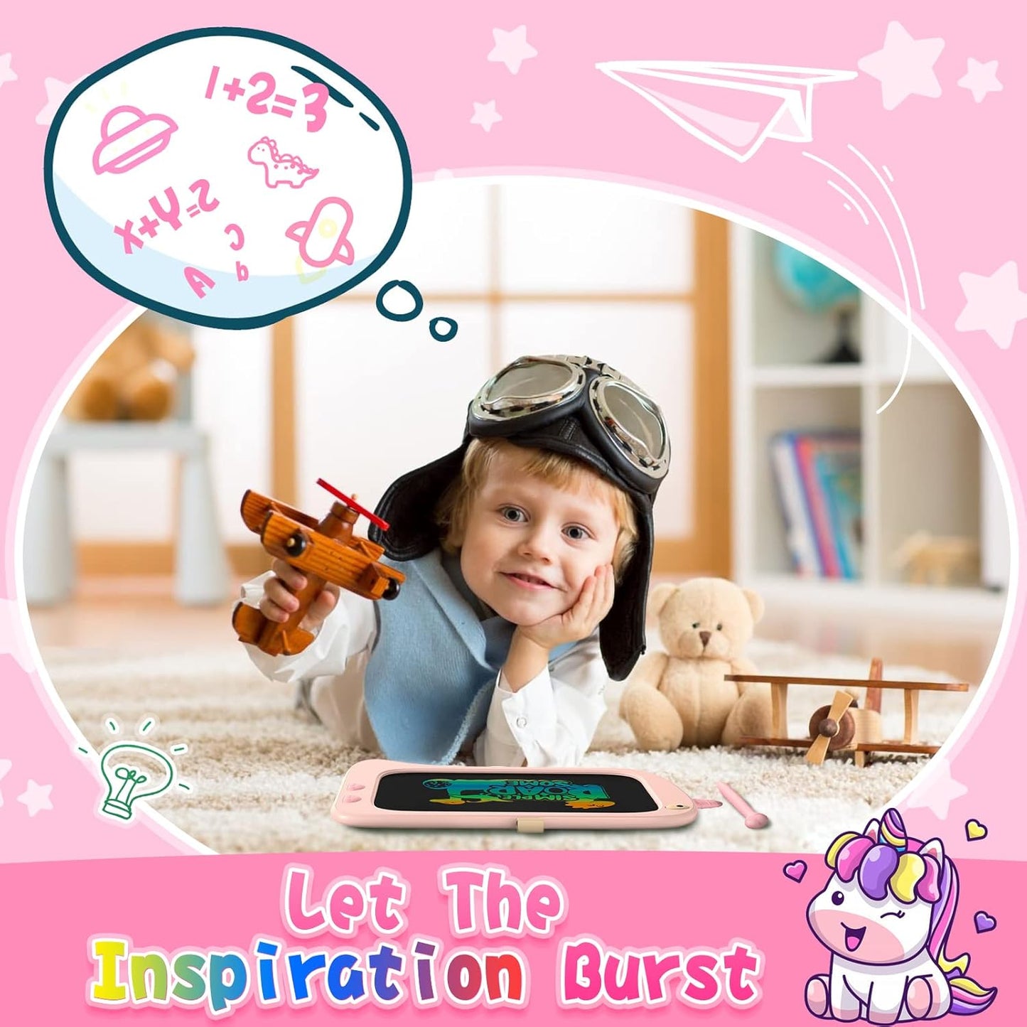 ORSEN 8.5 Inch LCD Doodle Board Tablet for Girls - Unicorn Drawing Pad for Kids 2-7 Years Old - Travel Toy Birthday Gift