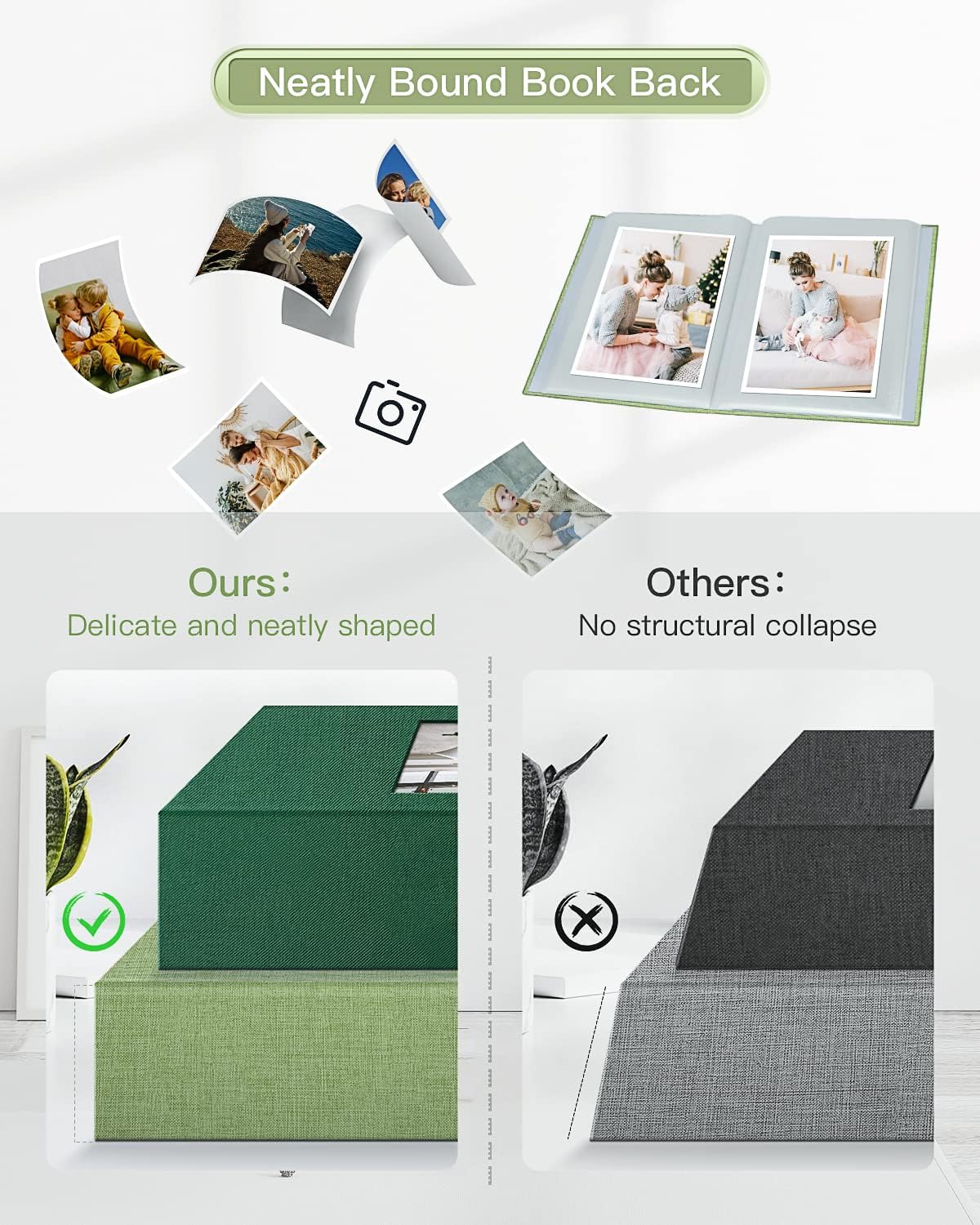 popotop Photo Album 4x6-100 Photos Photo Books with 100 Vertical Pockets,Linen Cover Albums for Family Wedding Anniversary Baby Vacation Pictures