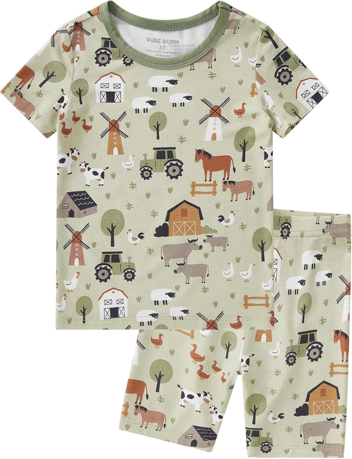 pureborn Baby Viscose From Bamboo Pajamas Set Pjs - Kids Toddler Girl Snug Fit Viscose Sleepwear 2pcs 18M-8Y