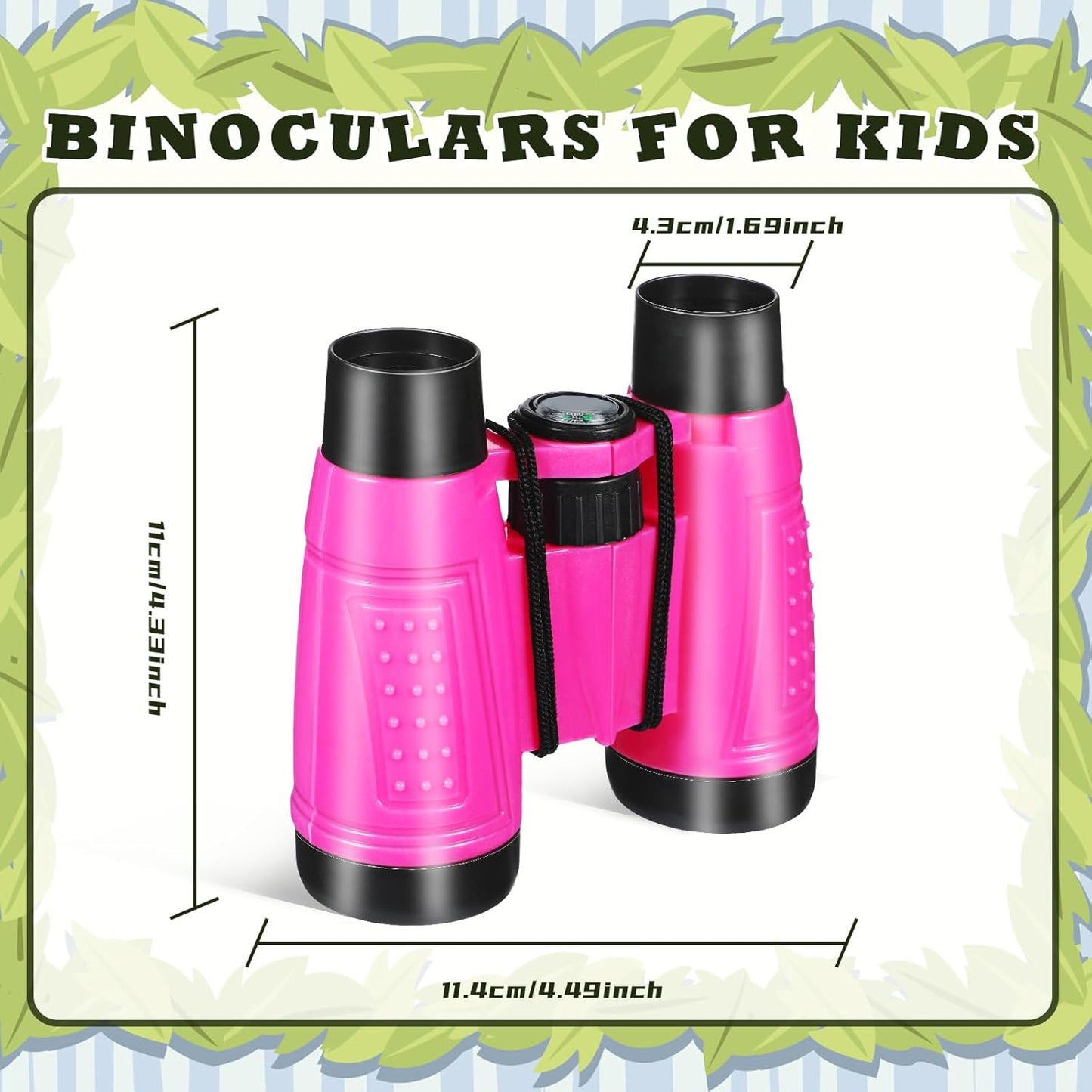 Libima 24 Pcs Binoculars for Kids Educational Compact Kids Binoculars with Neck String Toddler Telescope for Boys Girls Learning Bird Watching Camping Hiking Travel Safaris Birthday Gifts(Pink)