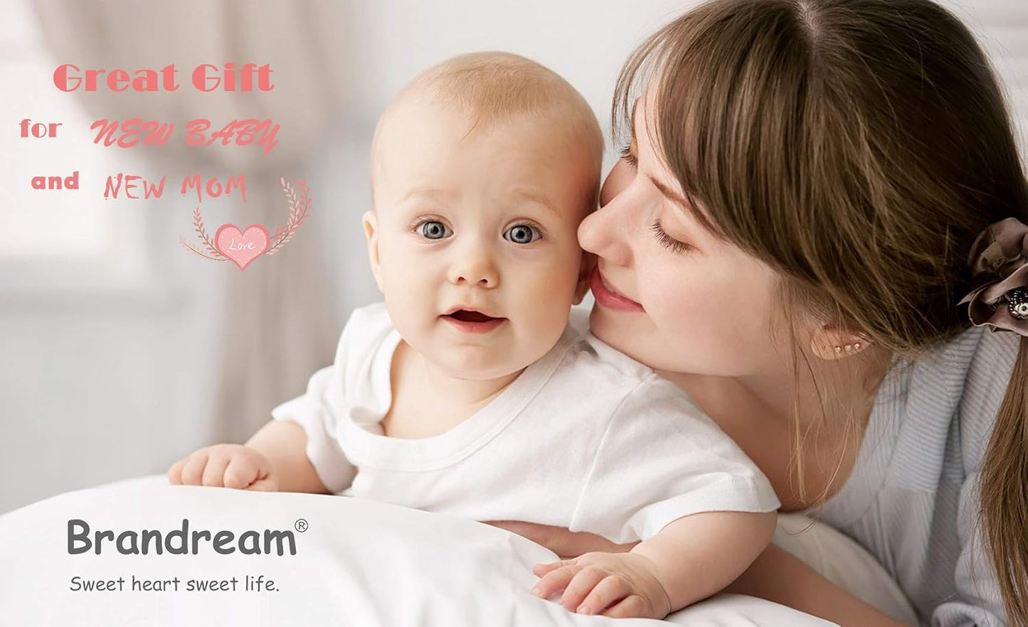 Brandream Farmhouse Crib Bedding Sets for Girls and Boys | 3 Piece Nursery Set White| Baby Comforter, Fitted Crib Sheet, Crib Skirt Included，100% Washed Cotton