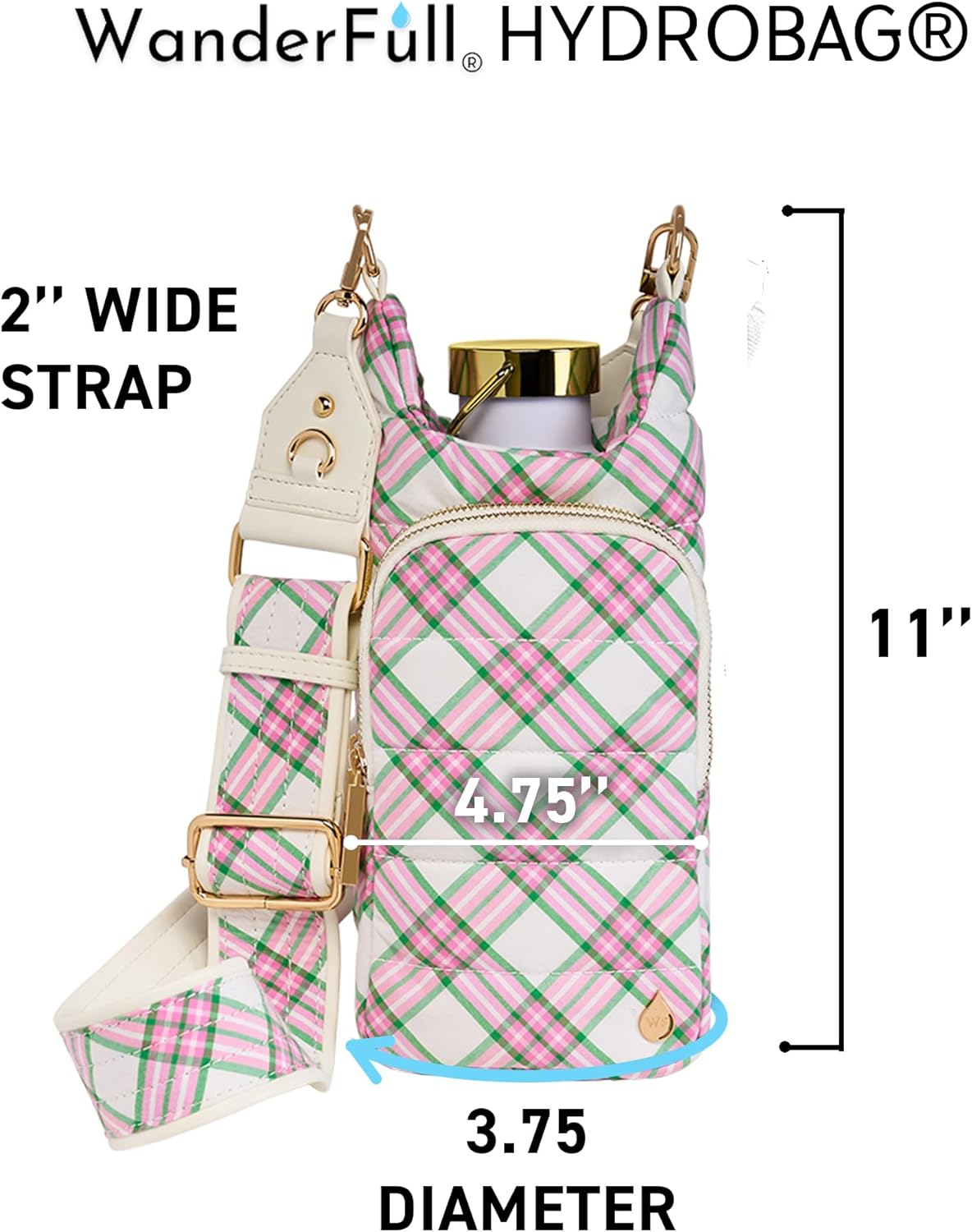 WanderFull® Original HydroBag® Collection, Water Bottle Holder w/Strap & Phone Pocket, Hands-Free Crossbody Water Bottle Bag