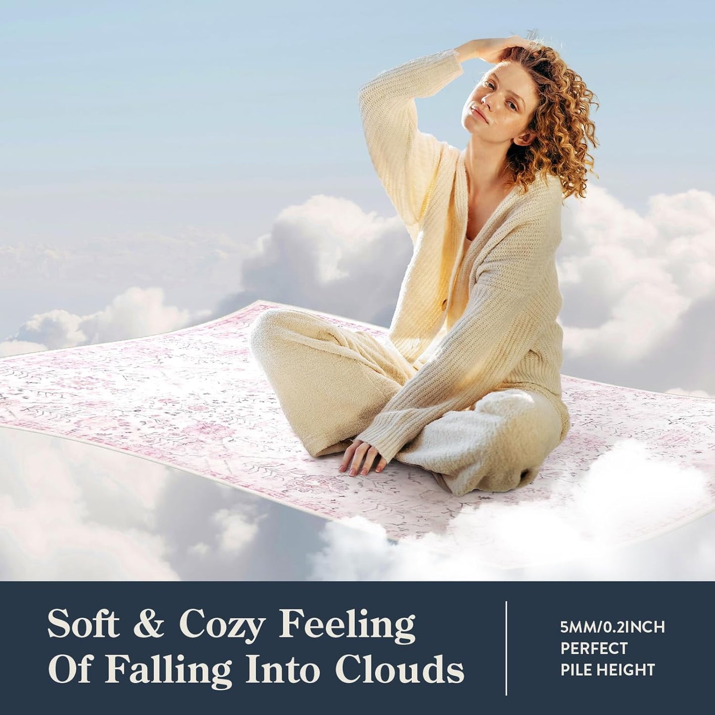 Lahome Washable Rugs 8x10, Soft Nursery Area Rug for Girls and Kids, Low Pile Boho Purple Carpet for Snug Bedroom Kids Room Classroom, Spill-Proof Non Slip Floral Fresh Simple Carpets for Living Room