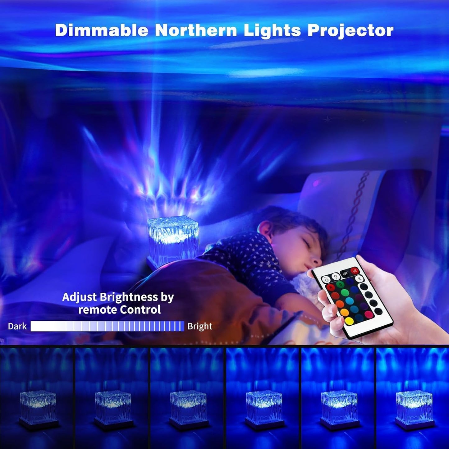 Northern Lights Projector, 16 Colors Rechargeable Aurora Light Projector & Mood Lighting Galaxy Lamp, Aurora Water Ripple Projector Light with Remote Control for Room Decorations,Cool Lights