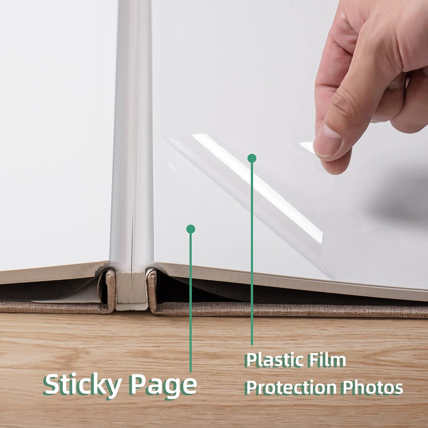 Large Photo Album Self Adhesive Scrapbook Album for 4×6 8×10 Pictures DIY Magnetic Linen Cover Album 40 Pages for Family Wedding Gifts with Metal Pen and Plastic Board