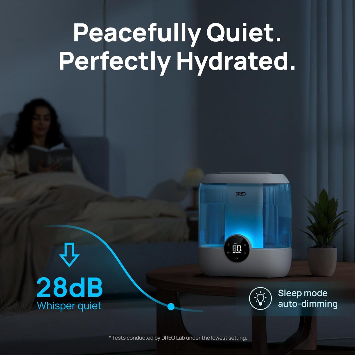 Dreo Humidifiers for Bedroom, 6L Top Fill Quiet Supersized Cool Mist Humidifier for Large Room, 60 Hour Runtime, Ultrasonic Humidifiers for Home, Baby, Plant, Indoor, Night Light, Blue