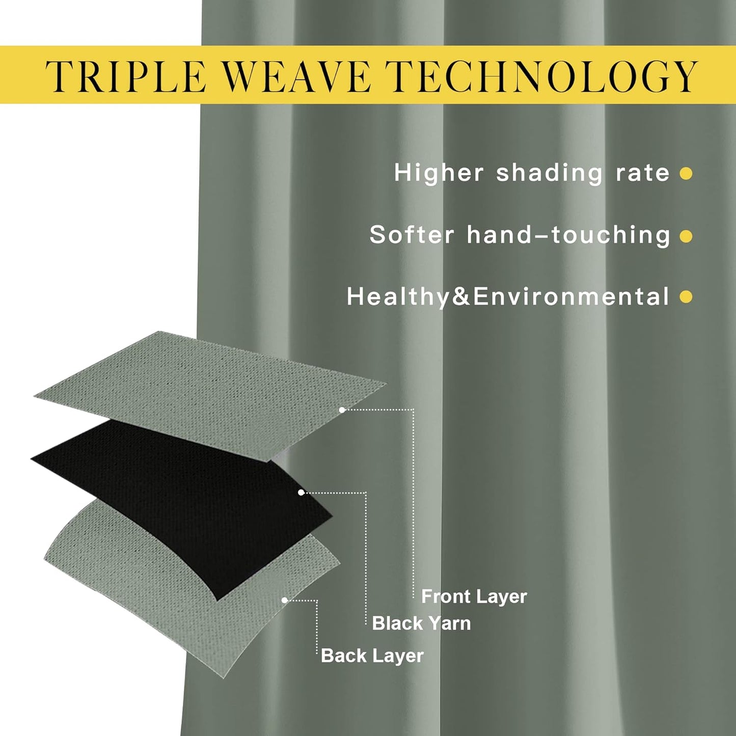 NICETOWN Blackout Bedroom Sage Green Curtains 96 inches Long, Energy Saving Thermal Window Treatments Sound Dampening Drapes Grommet Room Darkening for Living Room, W52 x L96, 2 Panels