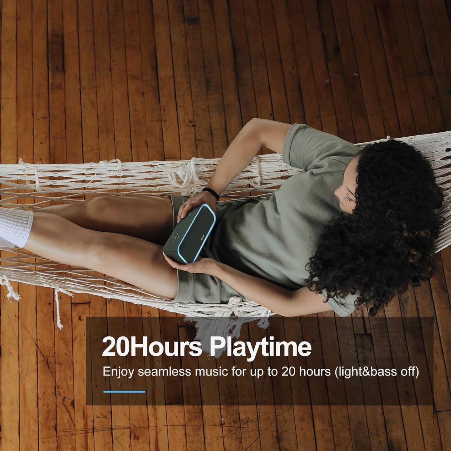 DOSS SoundBox Pro Bluetooth Speaker with 20W Stereo Sound, Active Extra Bass, IPX6 Waterproof, TWS Pairing, Multi-Colors Lights, 20H Playtime, Portable for Outdoor-Cypress Green