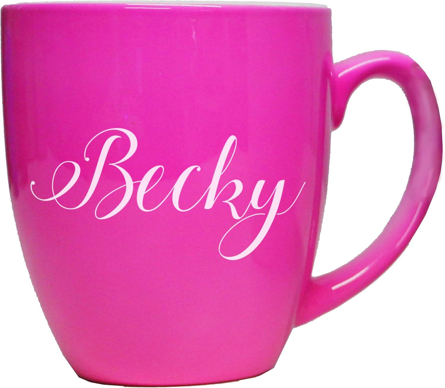 My Personal Memories Custom Monogrammed Coffee Latte Mug and Tea Cup - Personalized and Engraved (Pink)