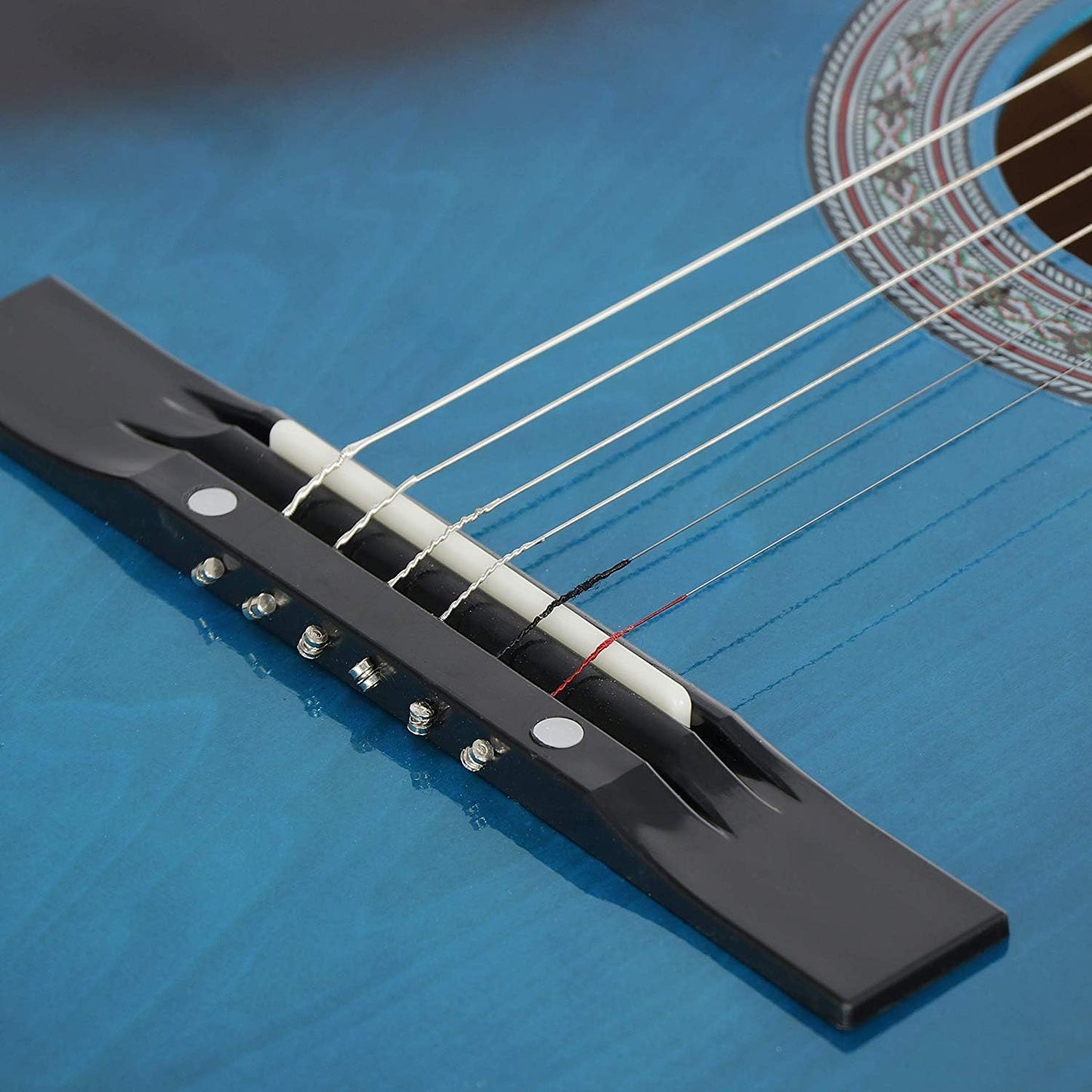 Smartxchoices 6 String 38" Acoustic Guitar w/Gig Bag Strap Pitch Pipe Extra Strings Set Pick for Kids Beginners Starter Youths Students Right-handed（Blue）