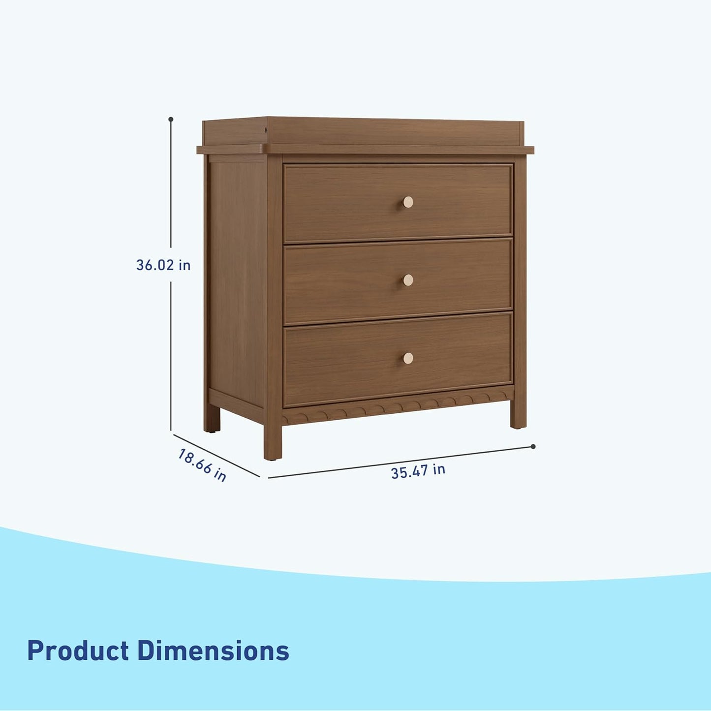 Graco Sasha 3-Drawer Chest with Changing Table Topper (Hazelnut) – GREENGUARD Gold Certified, Nursery Bedroom Wood Chest with Spacious Storage, Interlocking Drawer System, Pre-Installed Tracks