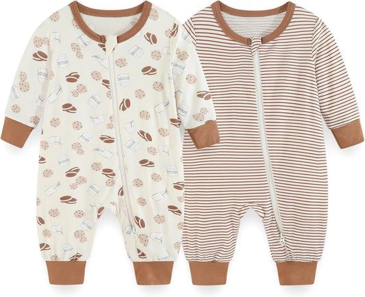 Unisex Rayon Made from Bamboo Zipper Baby Boy Girl Rompers 2 Pcak Long Sleeve Infants Jumpsuits New Born Clothes