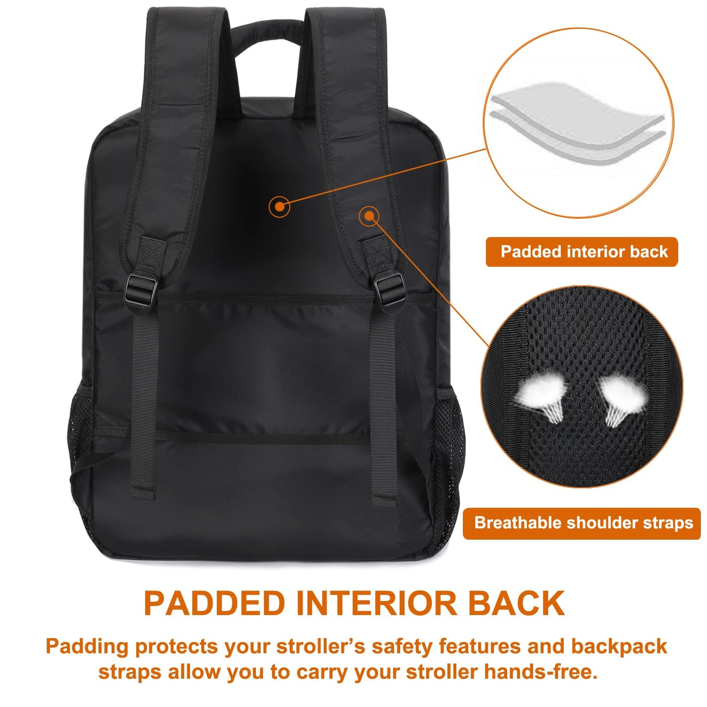 Mactso Stroller Travel Bag Compatible with GB Pockit and GB Pockit Air Plus All Terrain, Lightweight Stroller Travel Backpack for Airplane (Black, M)