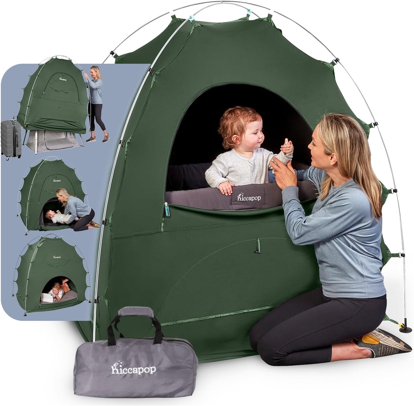 Hiccapop Daydreamer Blackout Tent for Pack and Play, Patented Portable Crib Tent, Blackout Canopy Crib Cover, Sleep Pod for Kids