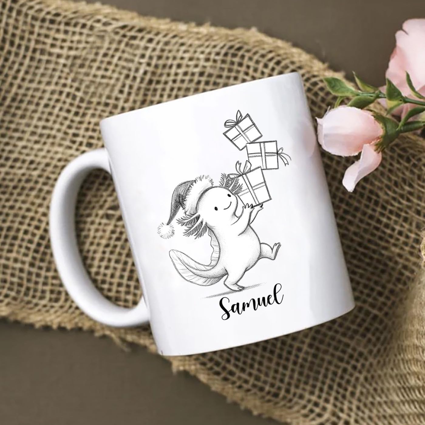 Personalized Axolotl Accent Mug Gift For Birthday Christmas, Axolotls White Coffee Cup 11 15 Oz, Custom Name Axolotl Animal Lover Coffee Mug Gift For Women Men Sister Brother, Cute Animal Travel Cup