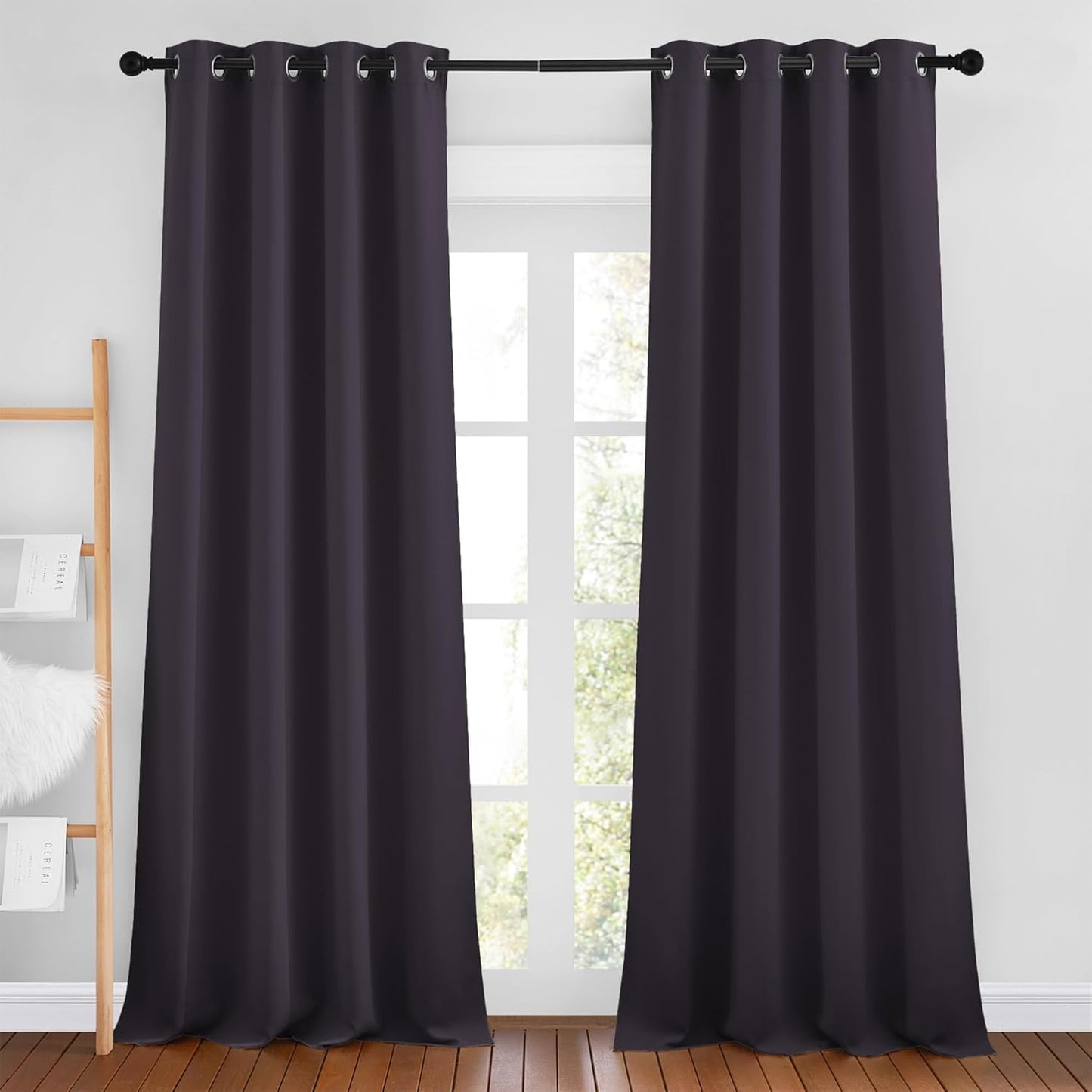 NICETOWN Greyish Purple Room Darkening Curtains for Living Room, Grommet Thermal Curtains Light & Sound Reducing Window Treatments for Bedroom/Home Family, W46 x L102