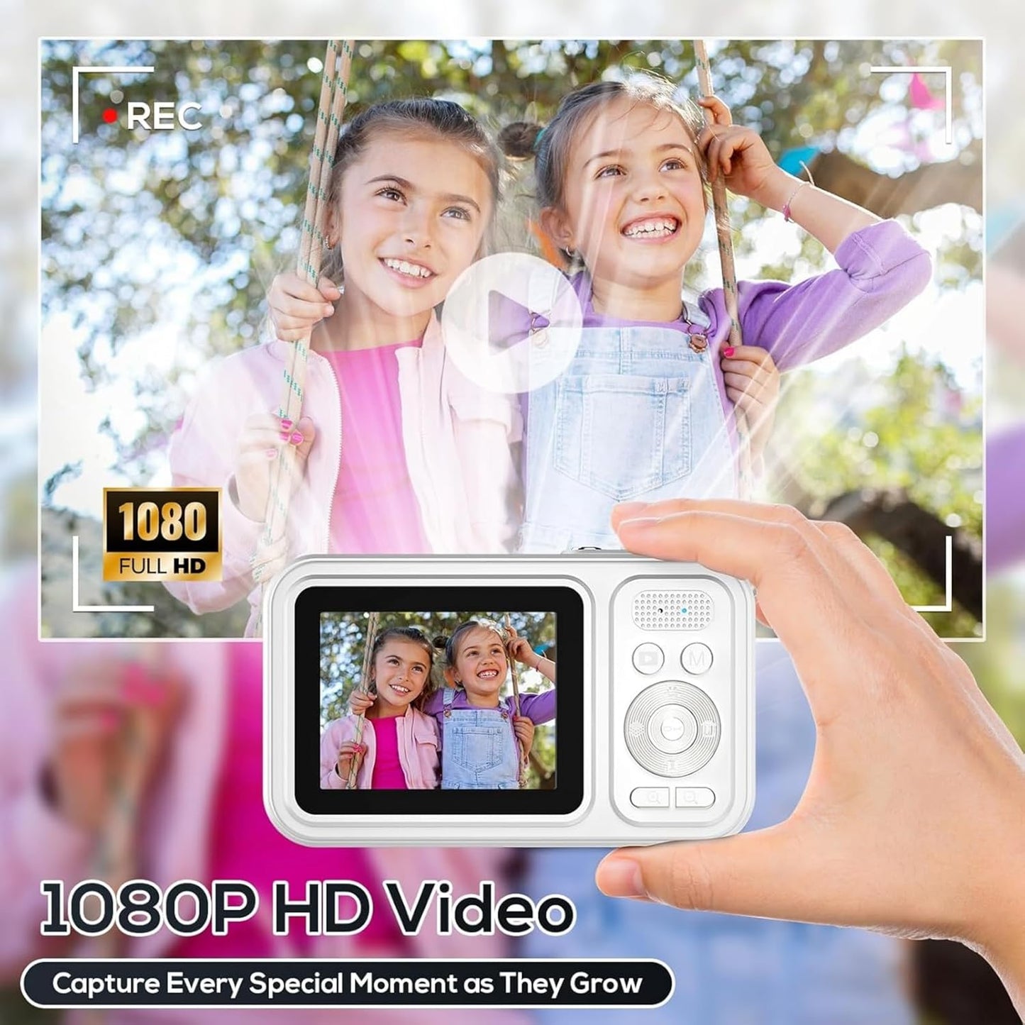 Digital Camera for Kids, WITYEAH 48MP FHD 1080P Point and Shoot Digital Cameras with 16X Zoom Anti-Shake, Compact Portable Cameras for Photography, for Boys Girls Teens Beginners,White