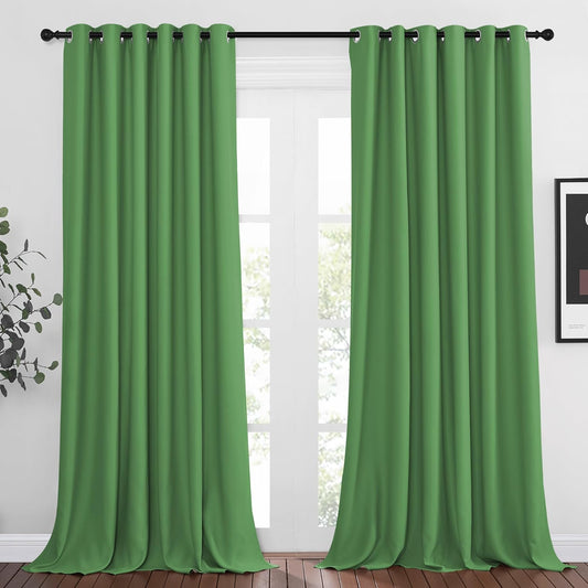 NICETOWN Room Darkening Grommet Curtain Panels - Living Room Curtains Thermal Insulated Window Treatments Privacy Draperies for Patio (W80 x L108, Forest Green, 1 Pair)