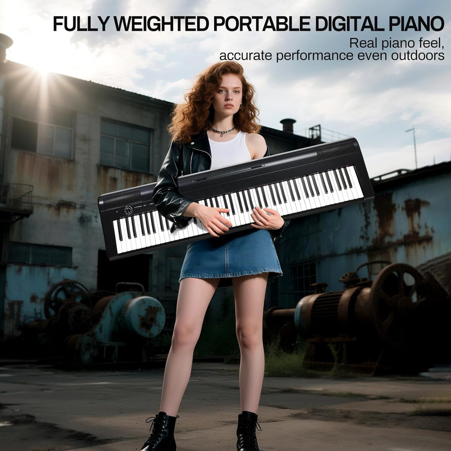 AODSK Weighted Piano 88-Key Beginner Digital Piano,Full Size Weighted keyboard with Hammer Action,with Sustain Pedal,15W Stereo Speakers,MP3 Function,Piano Lessons,Black,S-200