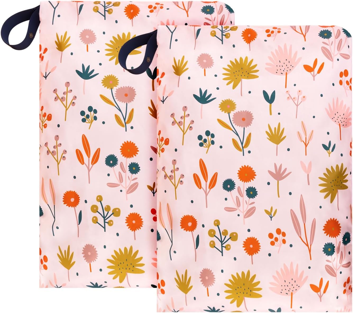 MissBoy Laundry Bags, 2 Pack Waterproof Travel Laundry Bag, Reusable and Washable Dirty Clothes Storage Bag with Zip Closure for Home, Travel, Camping, Caravan, Dormitory, 24"x17"