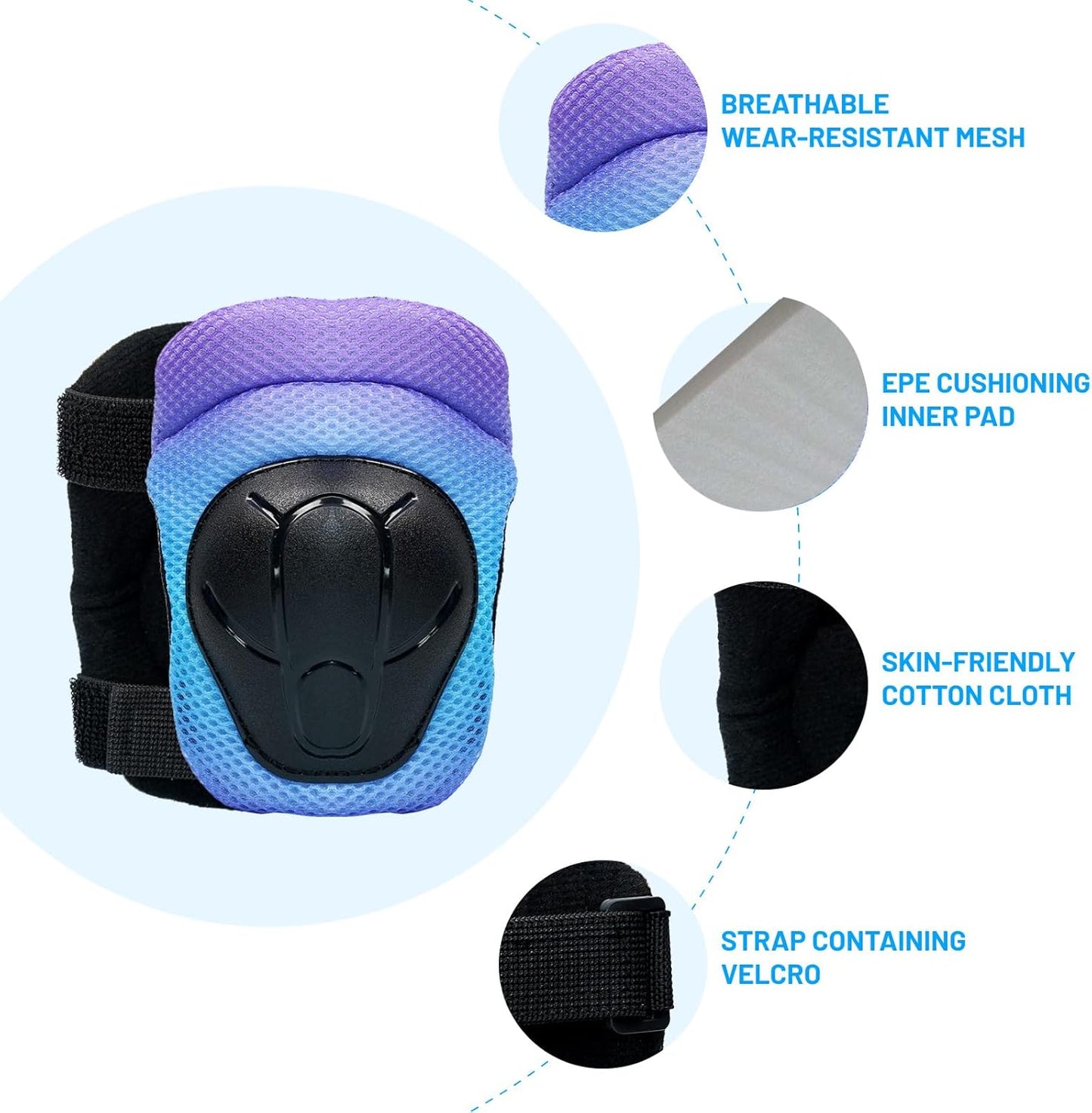 Knee Pads Elbow Pads Wrist Guards Set for Kids,Upgraded Protective Gear for Toddle 4-12 Boys or Girls Children Roller Skating Scooter Skateboarding Bike Roller Blade