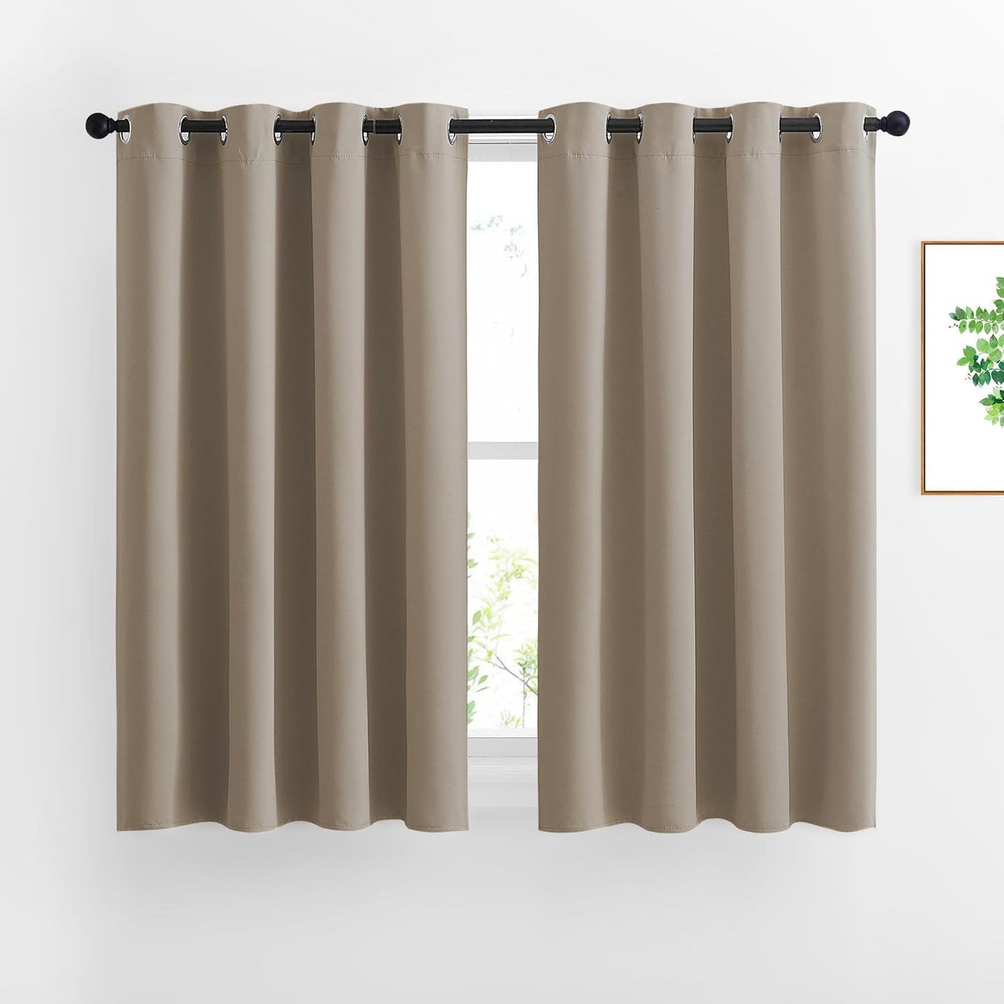 NICETOWN Insulated Curtains Blackout Draperies - Window Treatment Blackout Curtains/Drapes for Bedroom/Living Room Window (54 inches Long, 2 Panel Set, Taupe)
