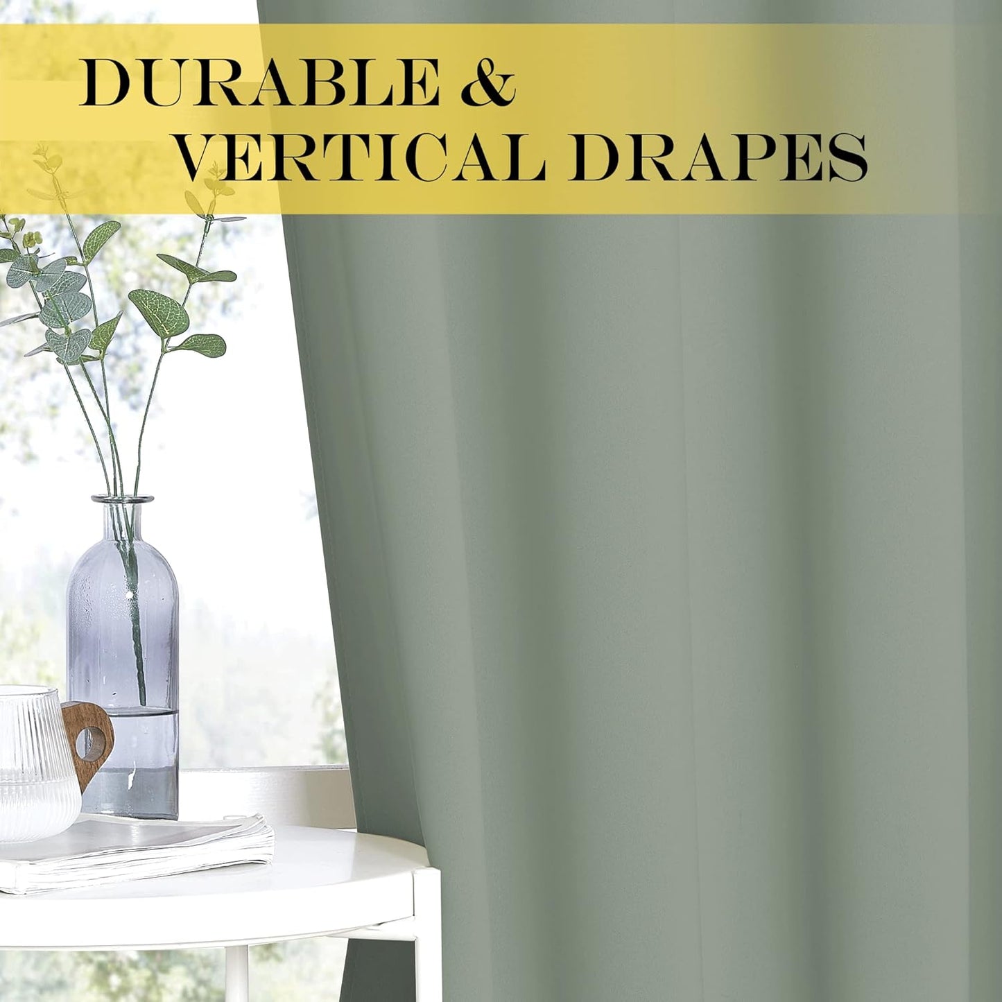 NICETOWN Blackout 78 inch Curtains for Doorway 2 Panels Set, Grommet Thermal Insulated Room Darkening Door Curtains Sound Reducing for Bedroom/Home Office, Sage Green, W52 x L78