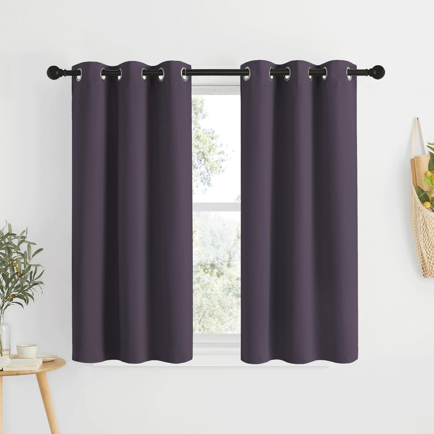 NICETOWN Room Darkening Curtain Panels - Window Treatment Thermal Insulated Grommet Light Blocking Curtains Drapes for Bedroom/Home Office (2 Panels, 34 by 50, Greyish Purple)