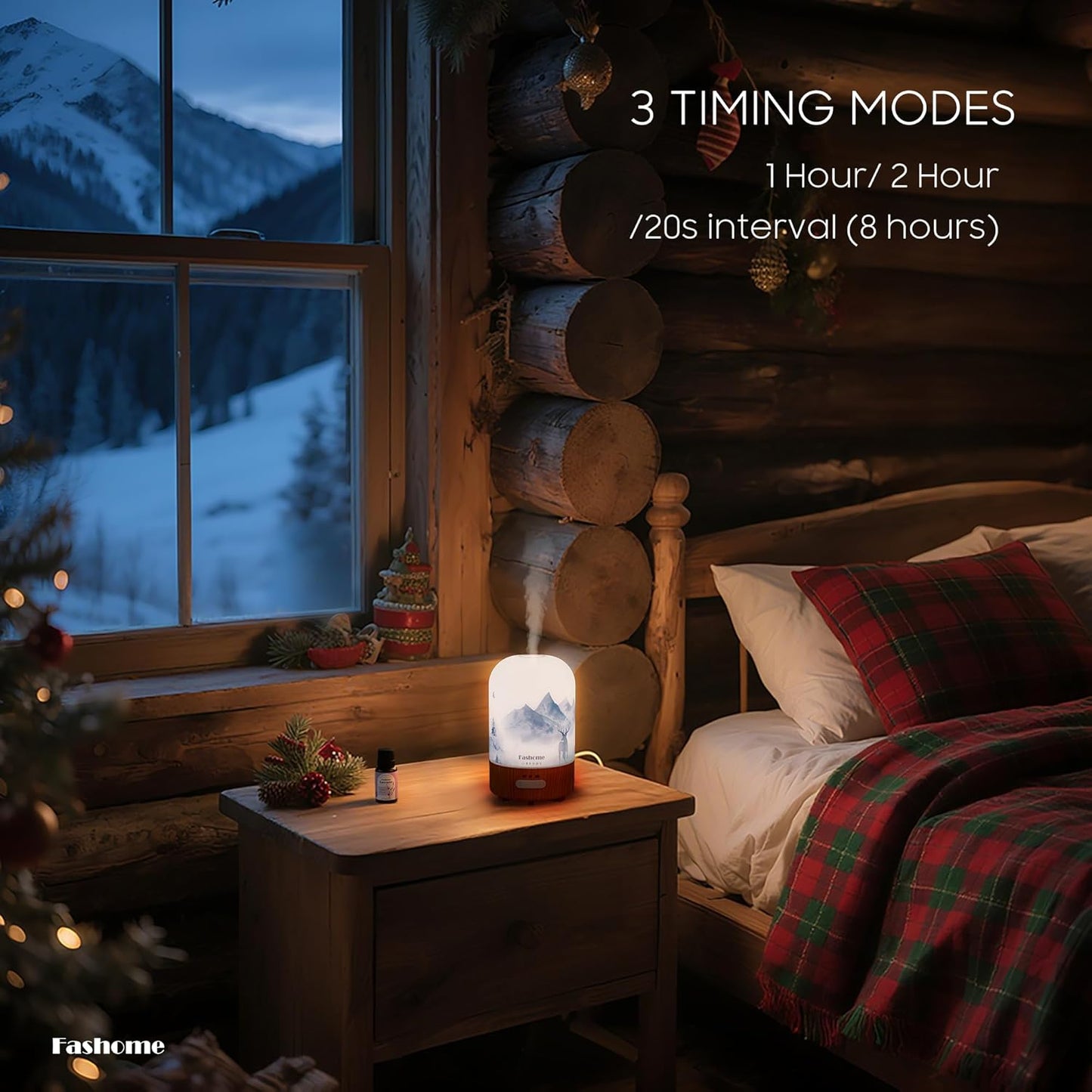 Aromatherapy Essential Oil Diffuser with Lavender Oils, 6 in 1 Ultrasonic 100ML Aromatherapy Scent Humidifier Vaporizer with Dense fine Mist, Timer, Auto-Off (Winter-Lavender)