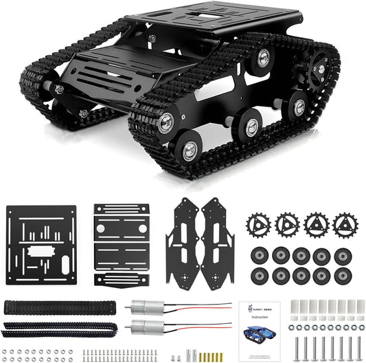 Robot Tracked Tank Car Chassis, Shock Absorbing Robot Chassis Full-Metal Robotic Moving Platform Track for RaspberryPi Arduino Jetson Microb DIY Maker Smart Robot Car Learning Kit