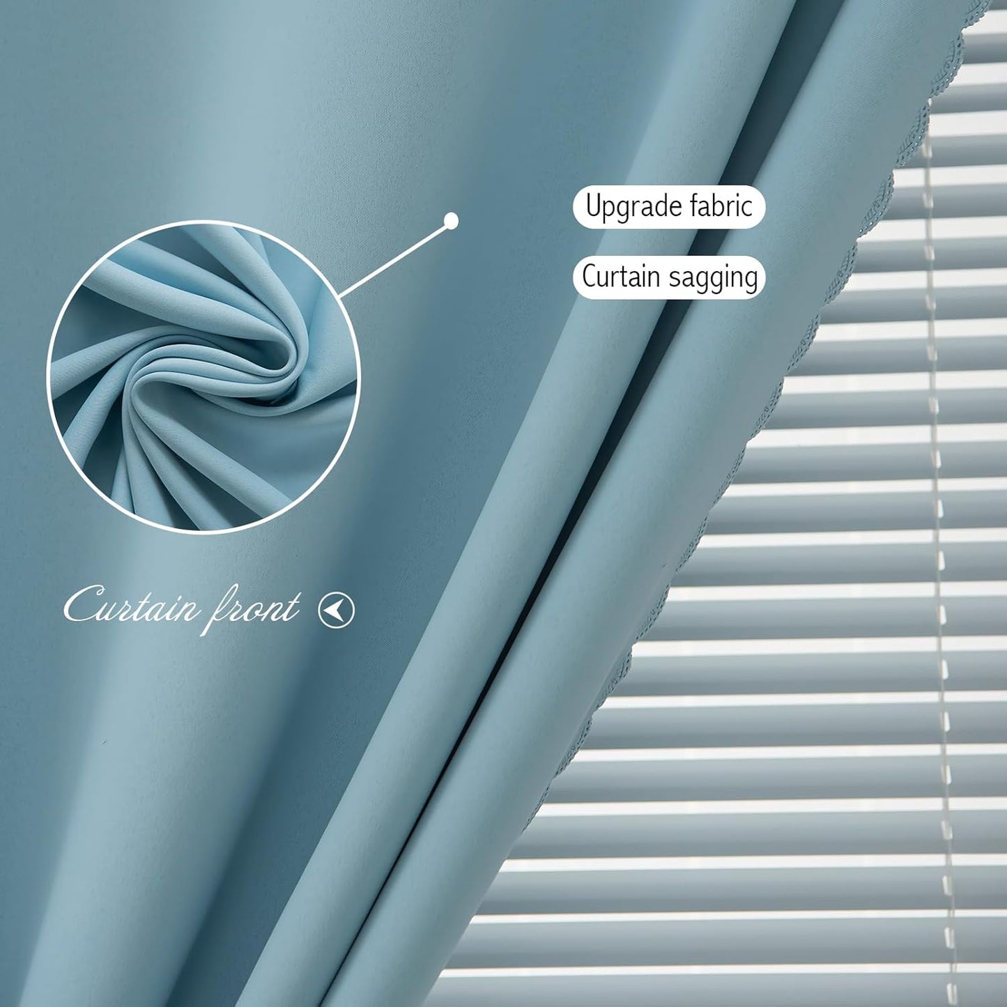 Self Adhesive Curtains, Black Out Shade for Window, Blackout Fabric Temporary Window Coverings Easy to Hang Curtains No Rod Needed, Use for Bedroom, Room, Kitchen, 35" W X 79" L, Lake Blue, 1 Panel