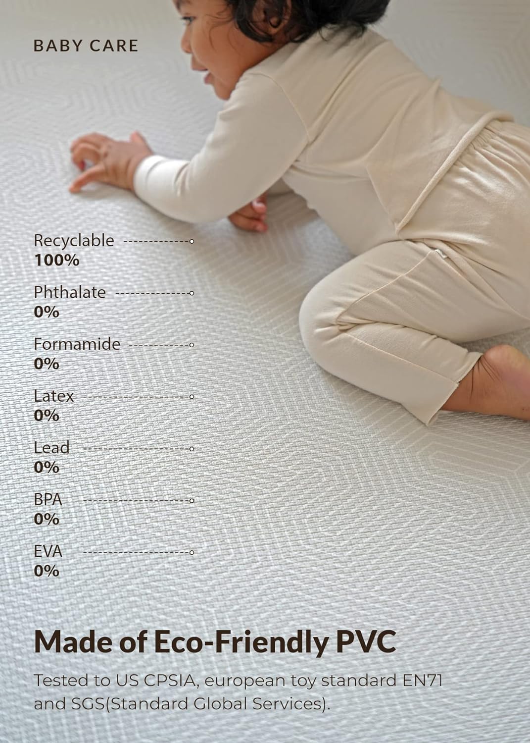 Baby Care Play Mat (Medium, Hygge - Twig & Maze) 73’’ x 49’’ Original One-Piece Reversible Rollable Waterproof Play Mat for Infants, Babies, Toddler, and Kids