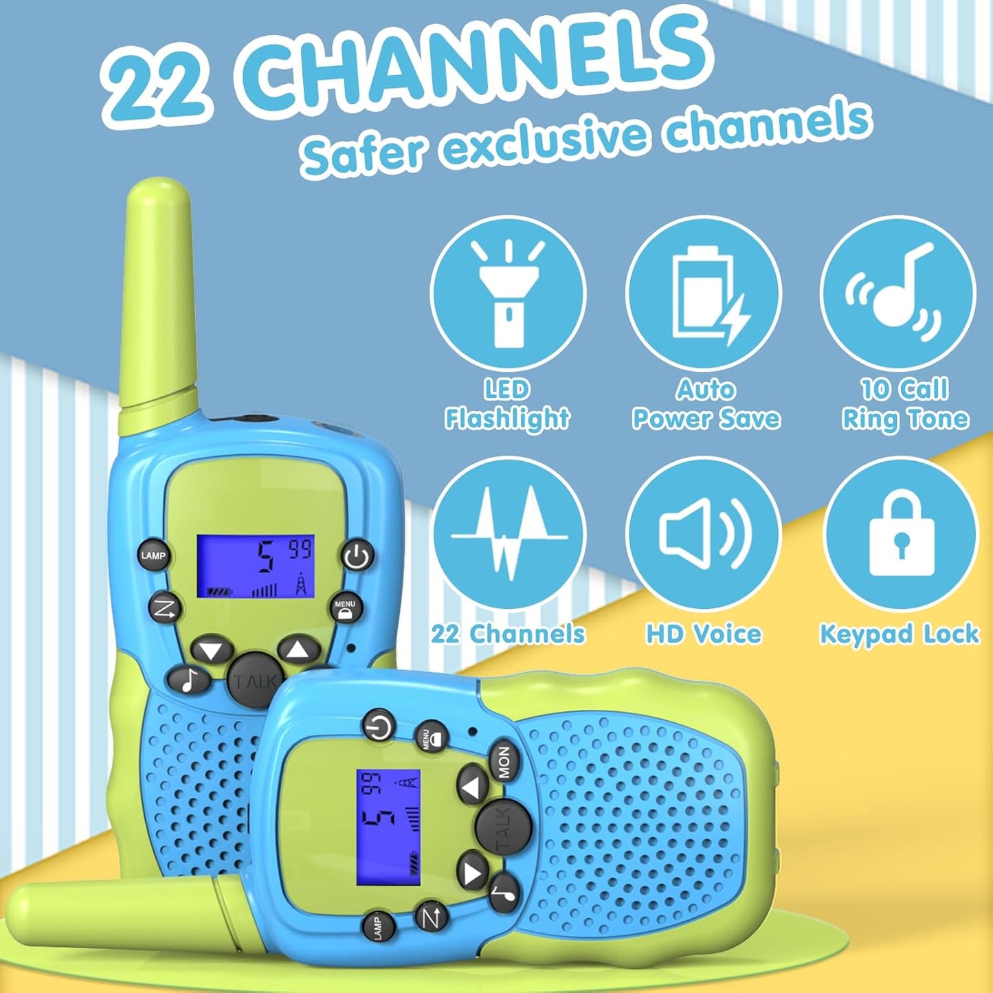 Selieve Toys for 3-12 Year Old Boys Girls, Walkie Talkies for Kids 22 Channels 2 Way Radio Toy with Backlit LCD Flashlight, 3 Miles Range for Outside, Camping, Hiking