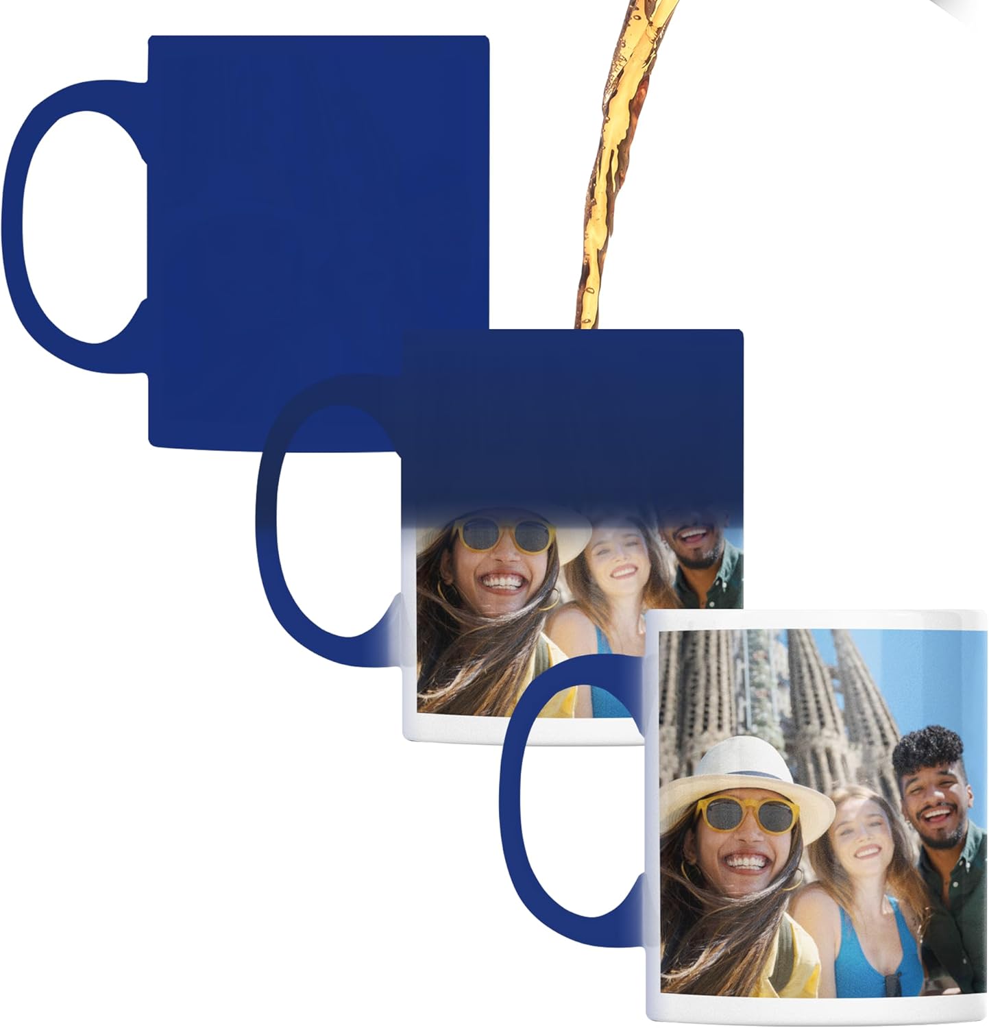 Personalized Coffee Mug – Custom Photo, Text, or Logo Ceramic Mug Tea Cup | Taza Personalizada with Picture or Message | Customized Gift Idea for Men & Women, Mom, Dad, Friends - Blue Color | 11oz