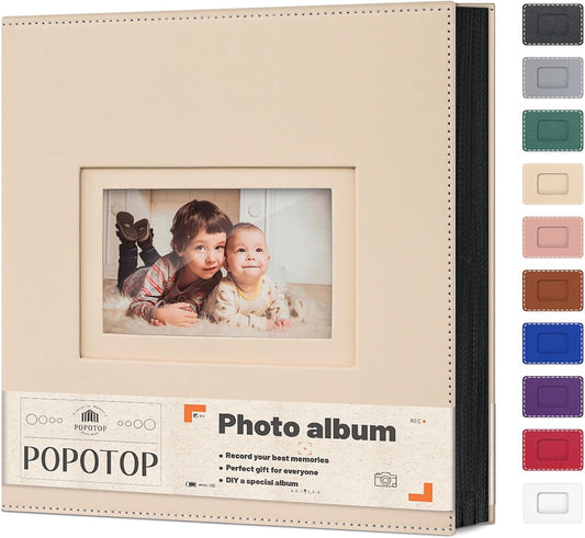 Popotop Photo Album 4x6 500 Pockets with Leather Hardcover Cover, Large Photo Album Binder Book with 50Pcs Pages for Family Travel Wedding Baby Gifts