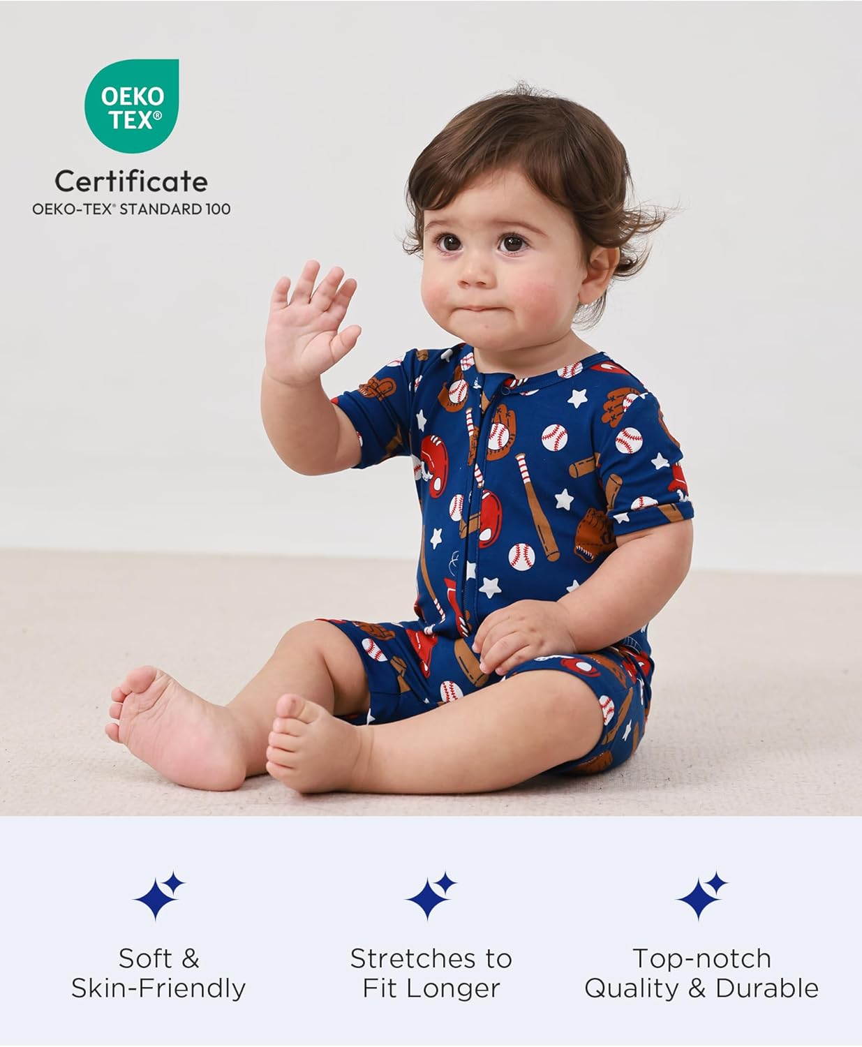 Baby Boys Bamboo Viscose Short Sleeve Romper Soft Comfy Infant Summer Jumpsuit