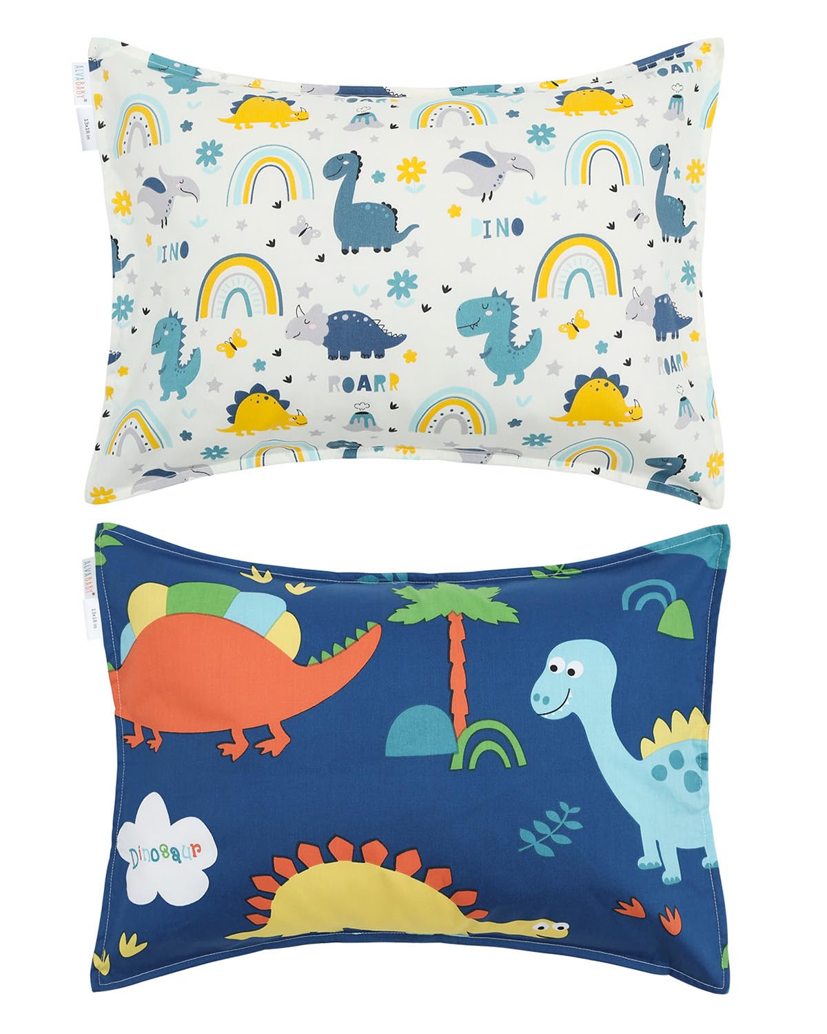 ALVABABY Toddler Pillowcases 2 Pack Organic Cotton Kids Pillow Cover Fit 13"x 18" or 14"x19" Envelope for Girl Boy Sleepy Travel(Pillowcase Only) 2L-FTP08A