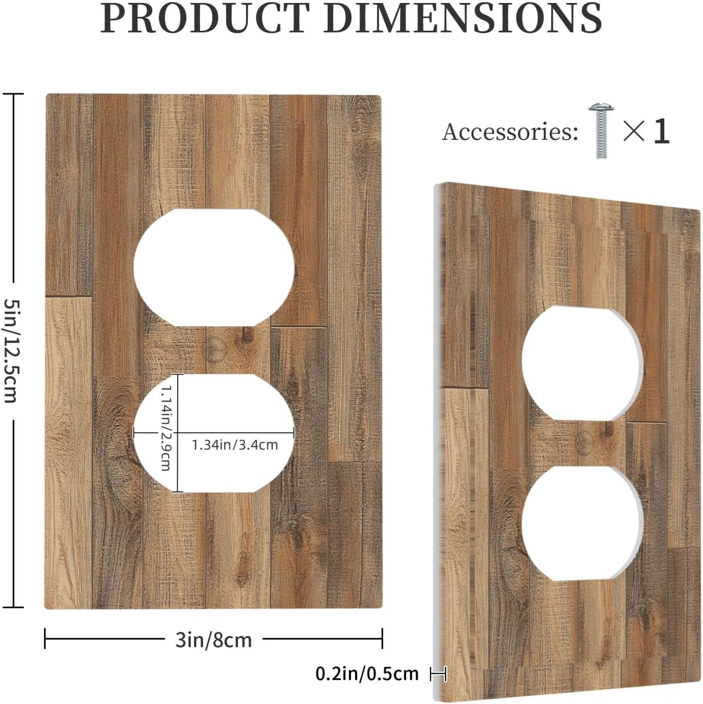 Outlet Covers Retro Rustic Brown Wood Grain 1 Gang Duplex Light Switch Cover Decorative Switch Plates Electrical Receptacle Faceplate Wall Plate For Farmhouse Cabin Decor