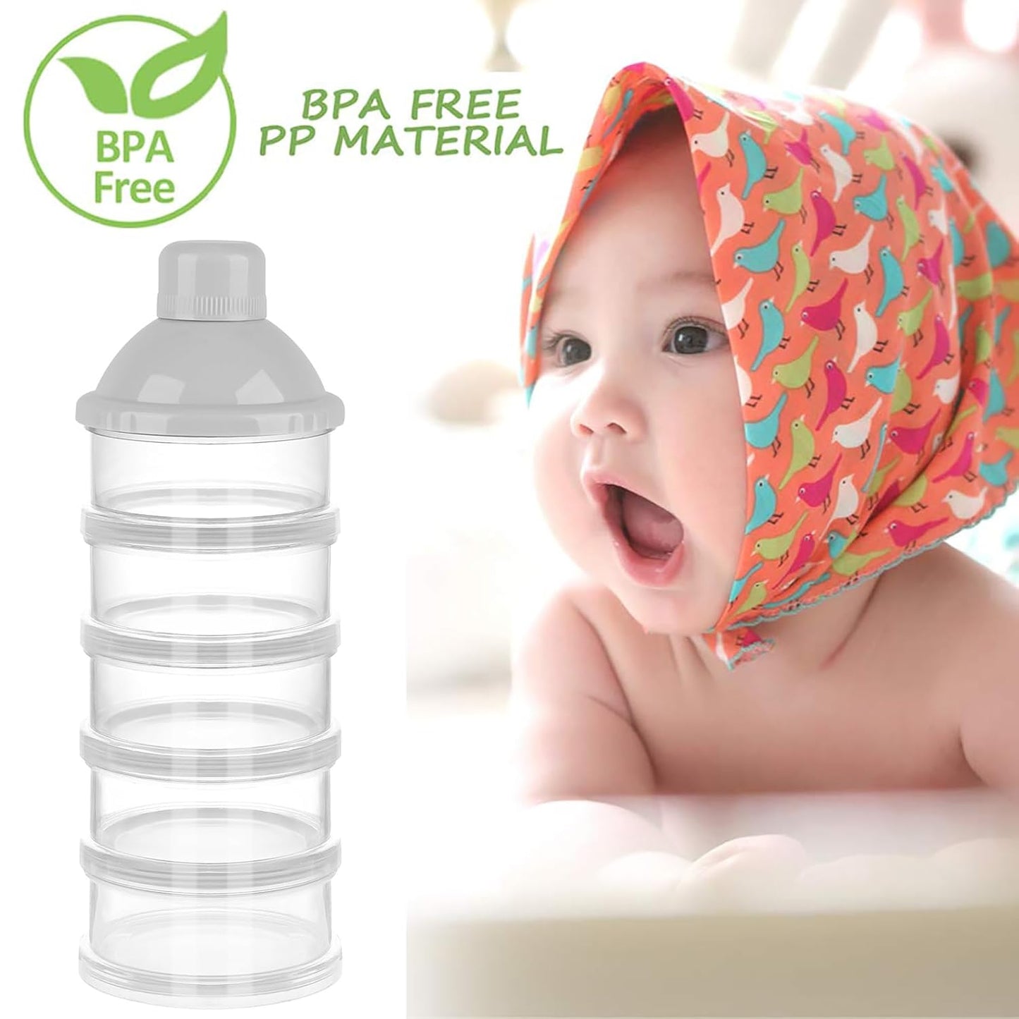 Accmor Formula Dispenser On The Go, 5 Compartments Stackable Formula Container for Travel, Baby Milk Powder Kids Snack Container, BPA Free