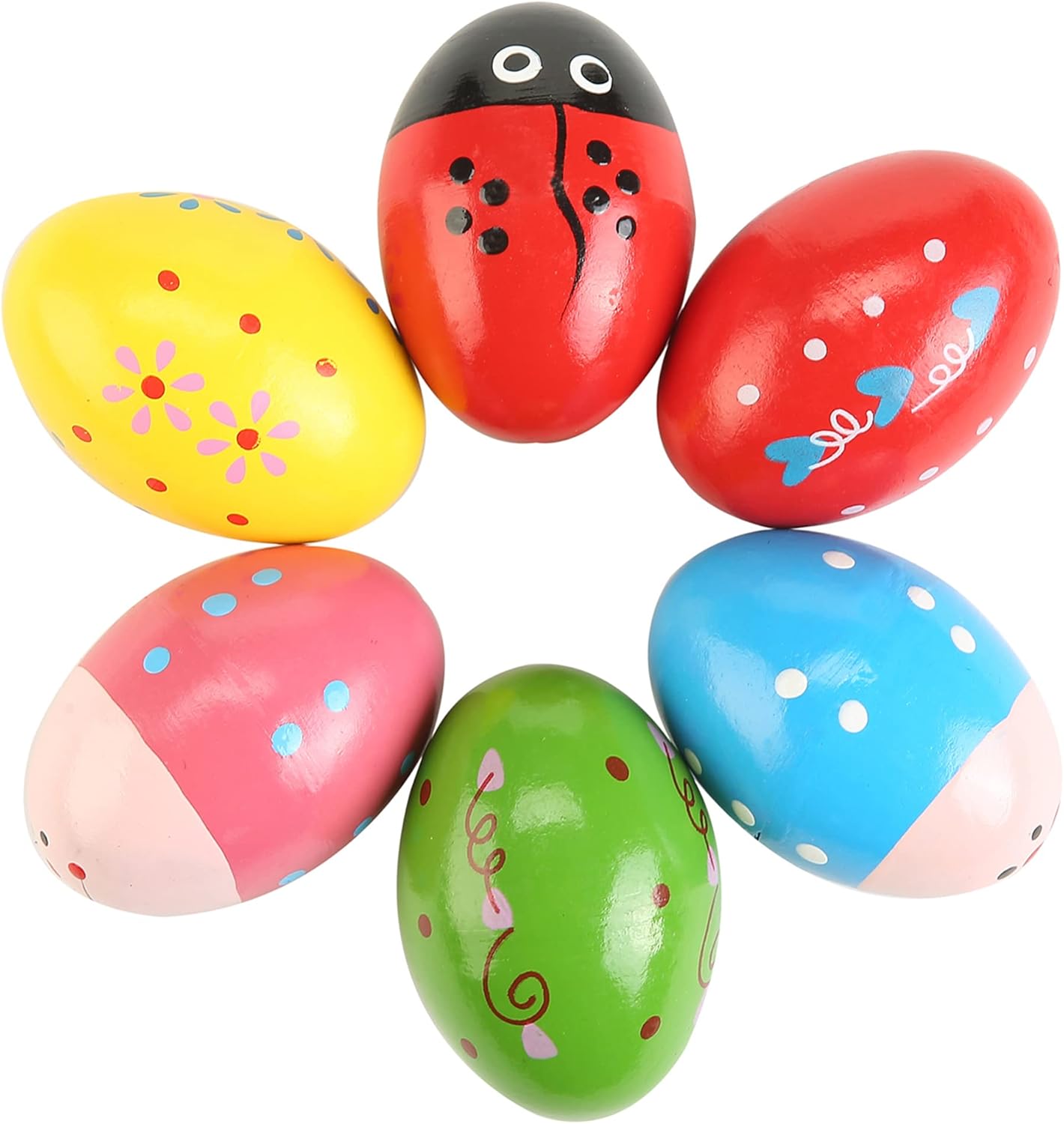 6Pcs Wooden Egg Shakers Hand Musical Maracas Percussion Instruments