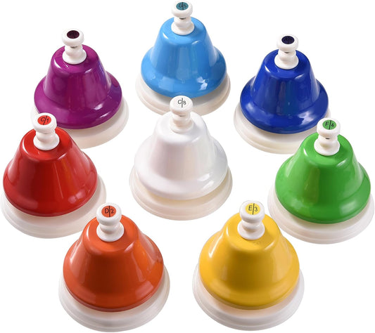 DOMG 8 Note Desk Bells for Kids, Rainbow Diatonic Table Bells, Hand Bells Musical Instrument