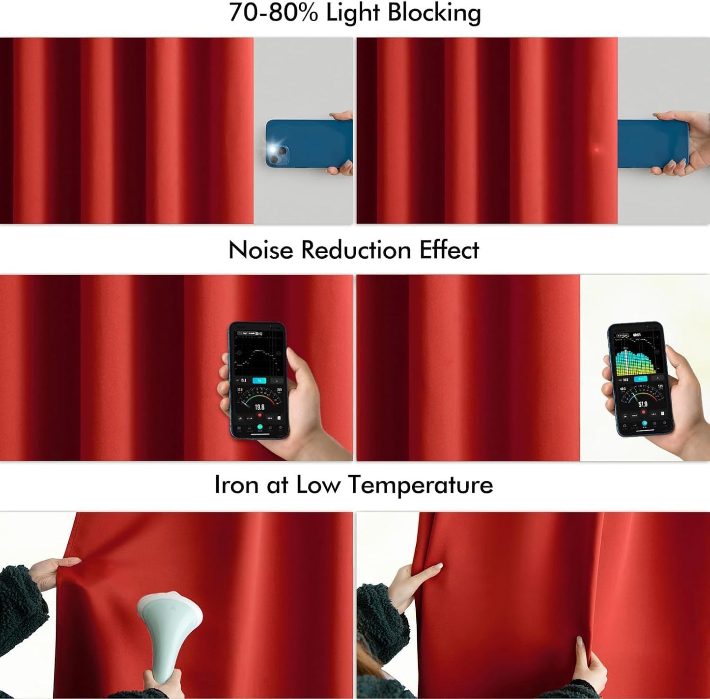 MIULEE Red Back Tab Blackout Curtains 108 Inch Long 2 Panels Set for Living Room Bedroom, Rod Pocket/Pinch Pleat Extra Long Thermal Insulated Room Darkening Pleated Light Blocking Drapes