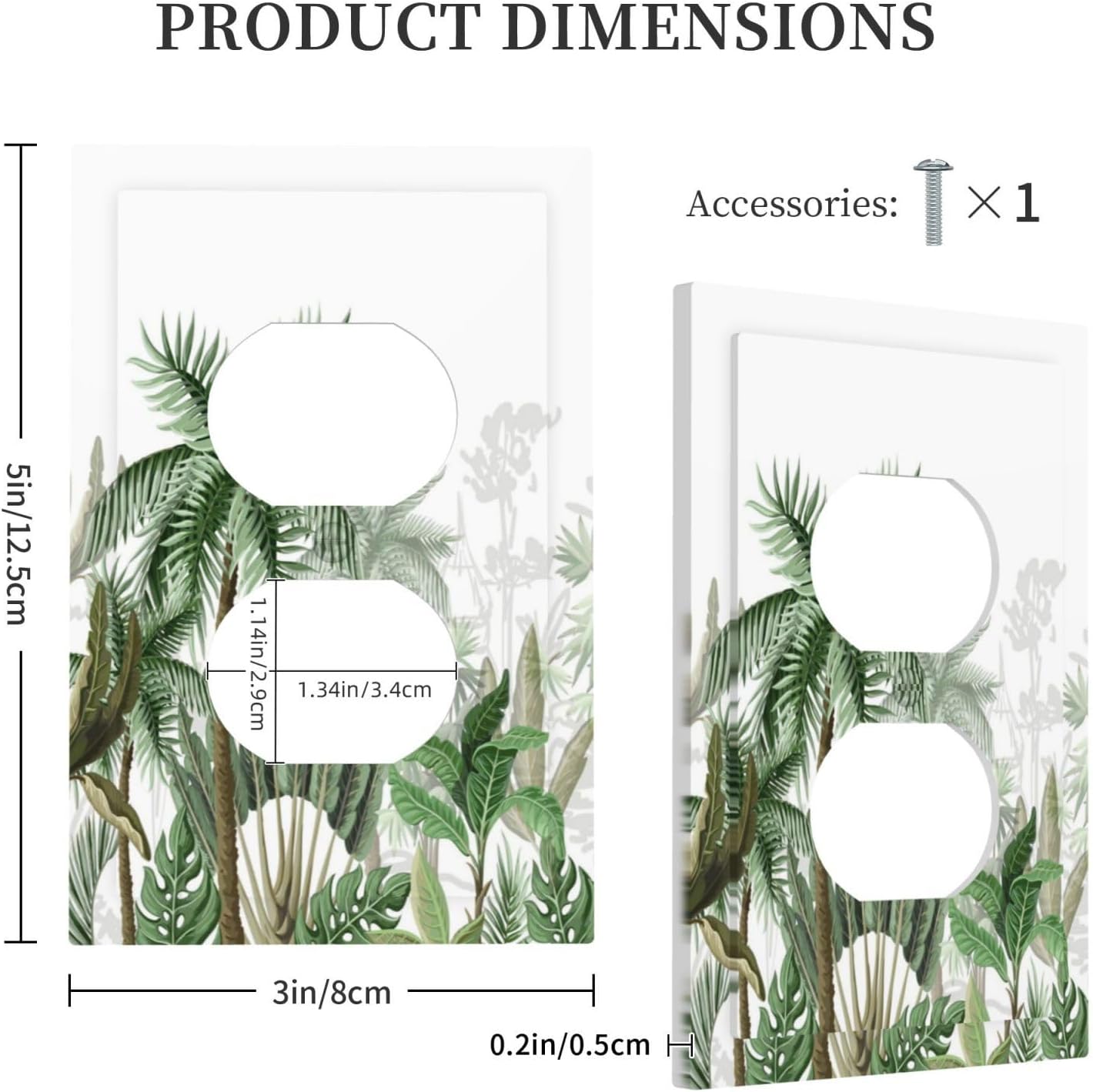 Palm Tree Banana Leaf Green Rainforest Natural Landscape Outlet Covers 1 Gang Duplex Light Switch Cover Decorative Switch Plates Electrical Receptacle Faceplate Wall Plate for Bed Room Living Room